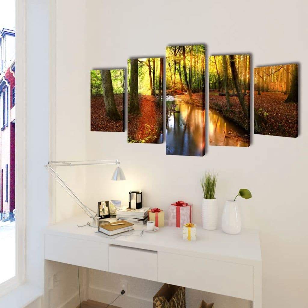 vidaxl25- Canvas Wall Print Set Forest 200 x 100 cm