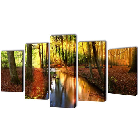 vidaxl25- Canvas Wall Print Set Forest 200 x 100 cm