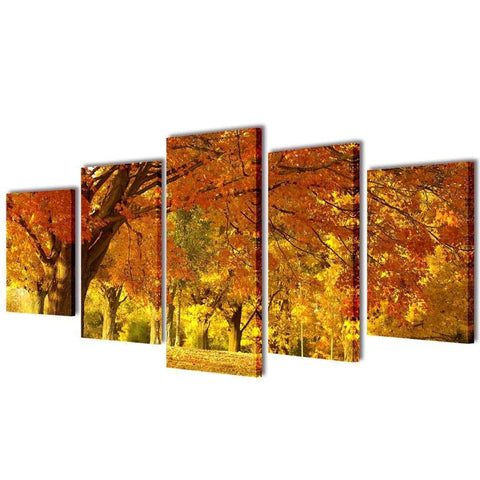 vidaxl20- Canvas Wall Print Set Maple 100 x 50 cm