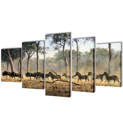 vidaxl25- Canvas Wall Print Set Zebras 200 x 100 cm