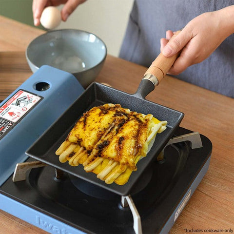 Cast Iron Tamagoyaki Japanese Omelette Egg Frying Skillet Fry Pan Wooden Handle 1pcs/2pcs