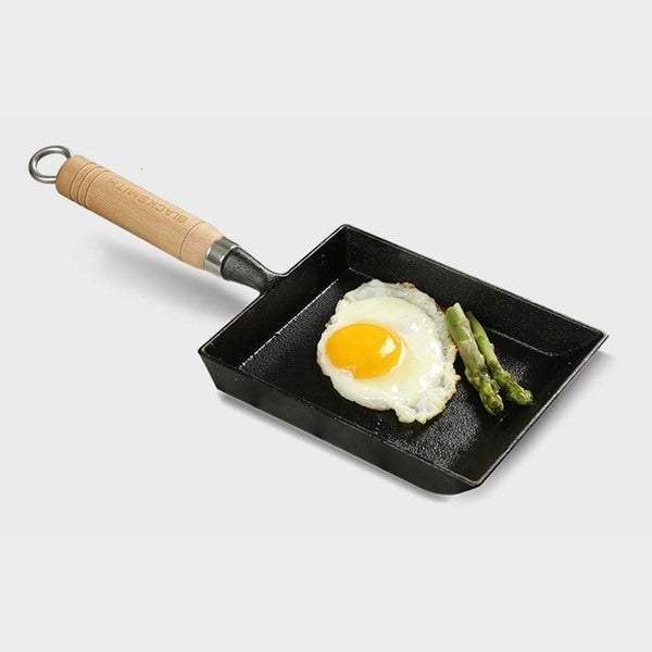 Cast Iron Tamagoyaki Japanese Omelette Egg Frying Skillet Fry Pan Wooden Handle 1pcs/2pcs