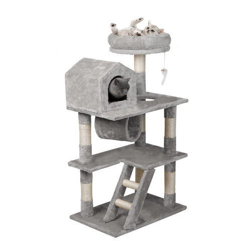 Cat Tree Scratching Post Scratcher Tower Condo House Furniture Grey 110cm