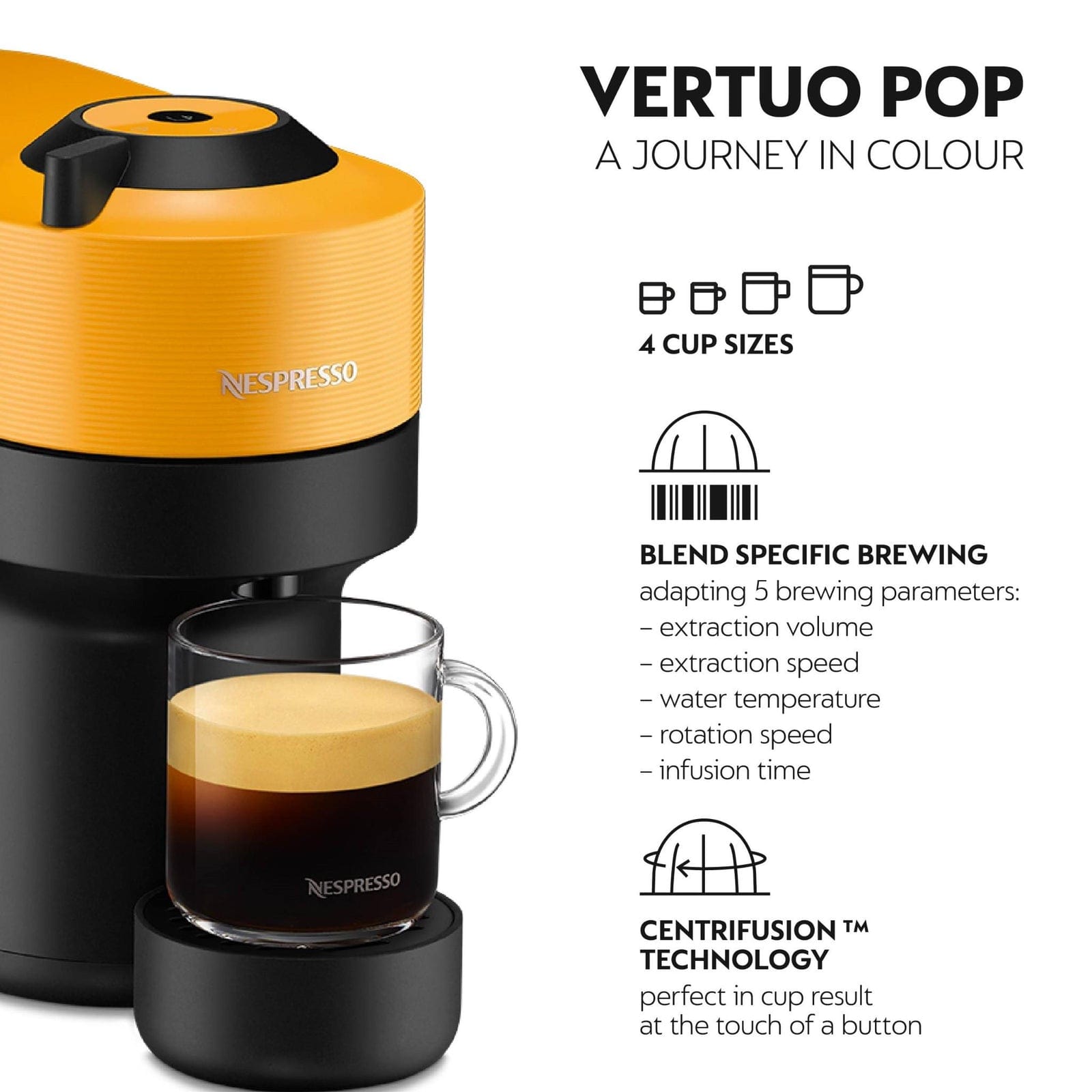 DeLonghi Vertuo Pop Bundle Nespresso Machine (Mango Yellow)