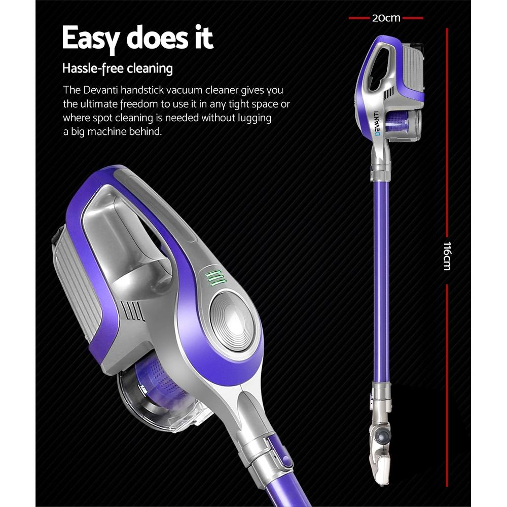 early sale simpledeal Devanti Cordless Stick Vacuum Cleaner - Purple & Grey