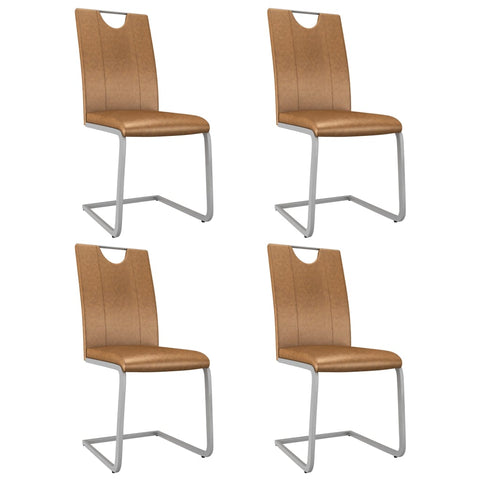Dining Chairs 4 pcs Brown Leather