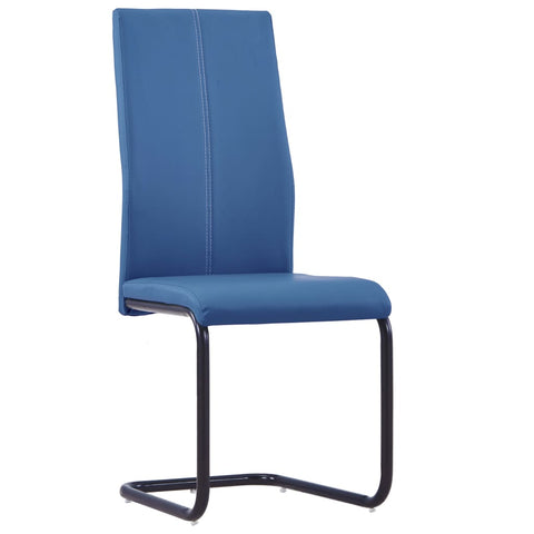 Dining Chairs 6 pcs Blue Leather
