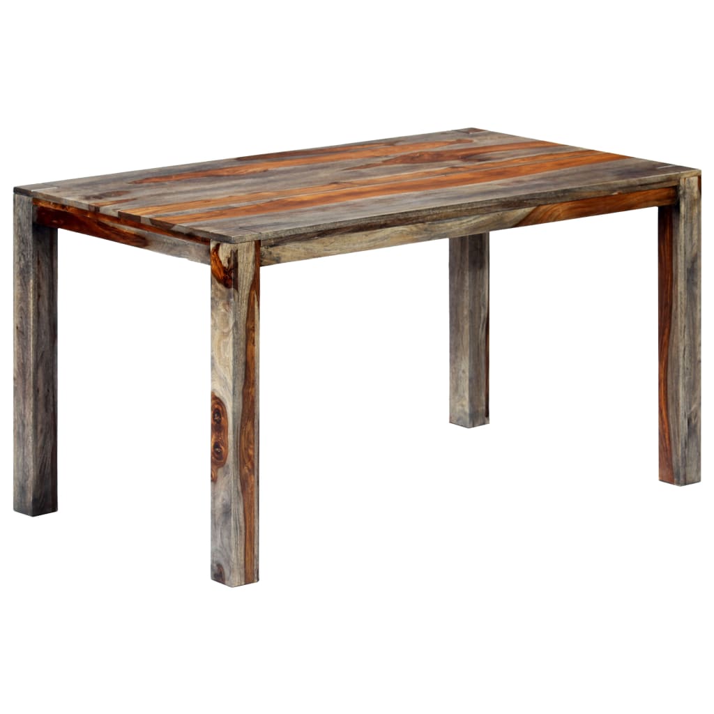 Dining Table Grey 140x70x76 cm Solid Sheesham Wood