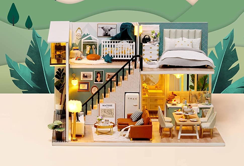 Dollhouse Miniature With Furniture Kit Plus Dust Proof And Music Movement - Comfortable Room