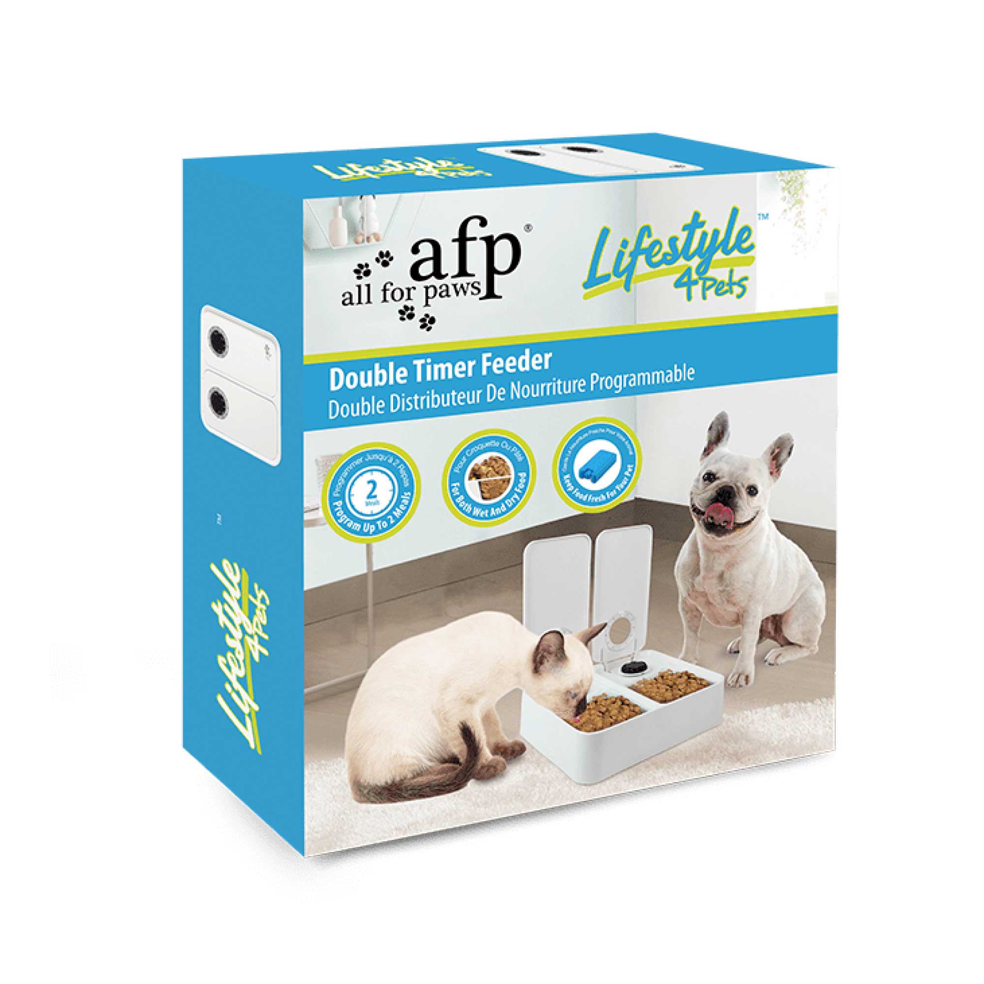 Efficient Mealtime Management for Pets: 2x300ml Double Timed Pet Feeder Dogs, Cats