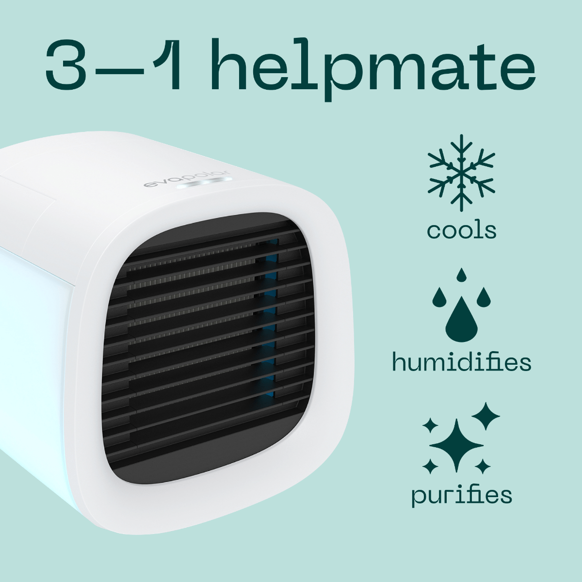 Evaporative Air Cooler and Humidifier, Opaque White
