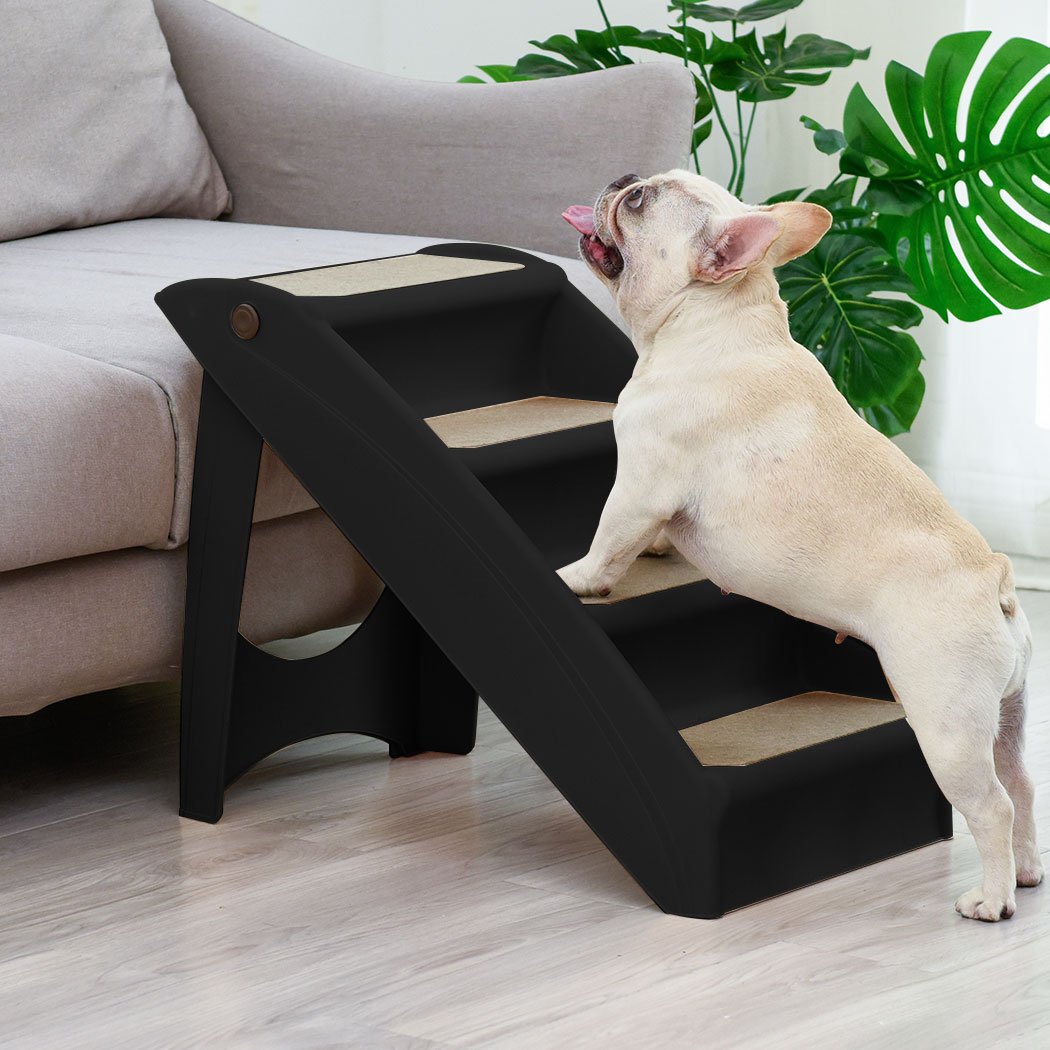 Pet Products Foldable Climbing Ladder Soft Washable Pet Stairs Black