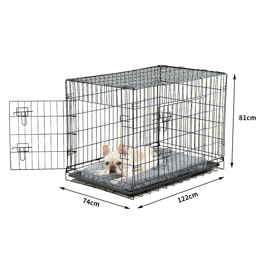 Pet Products Foldable Metal Carrier Portable Kennel With Bed 48"