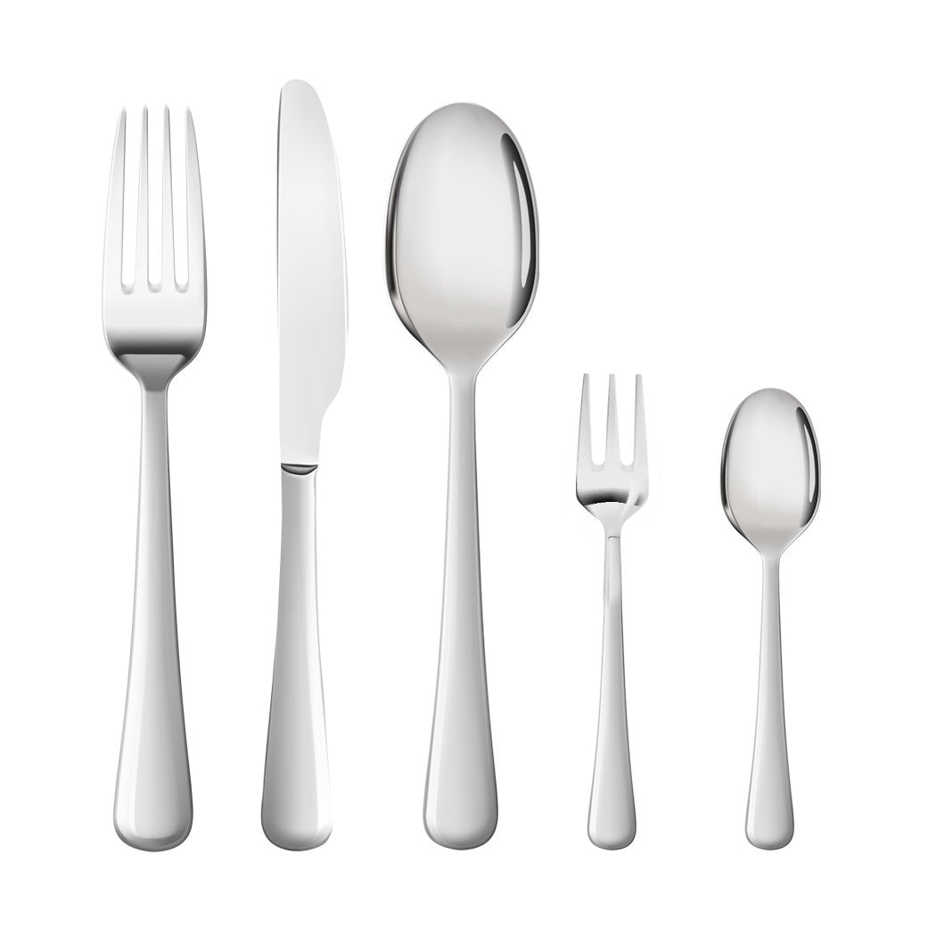 Cutlery Set Fork Spoon Tableware Set Glossy Silver