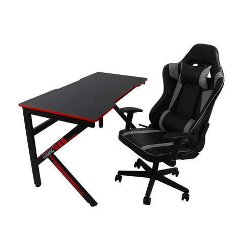 office & study Gaming Chair Desk Computer Gear Set Racing Desk Office Laptop Chair Study Home K shaped Desk Silver Chair