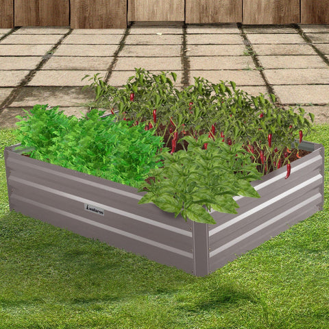 Garden Bed 120 x 90 x 30cm Galvanized Steel - Grey