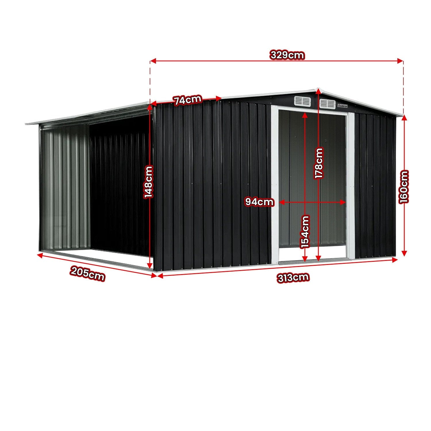 Garden Shed with Semi-Close Storage 6*8FT - Black