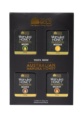 Manuka Honey with our Gift Pack - 4 Different Strengths in 250g Jars, From MGO 83 to 829