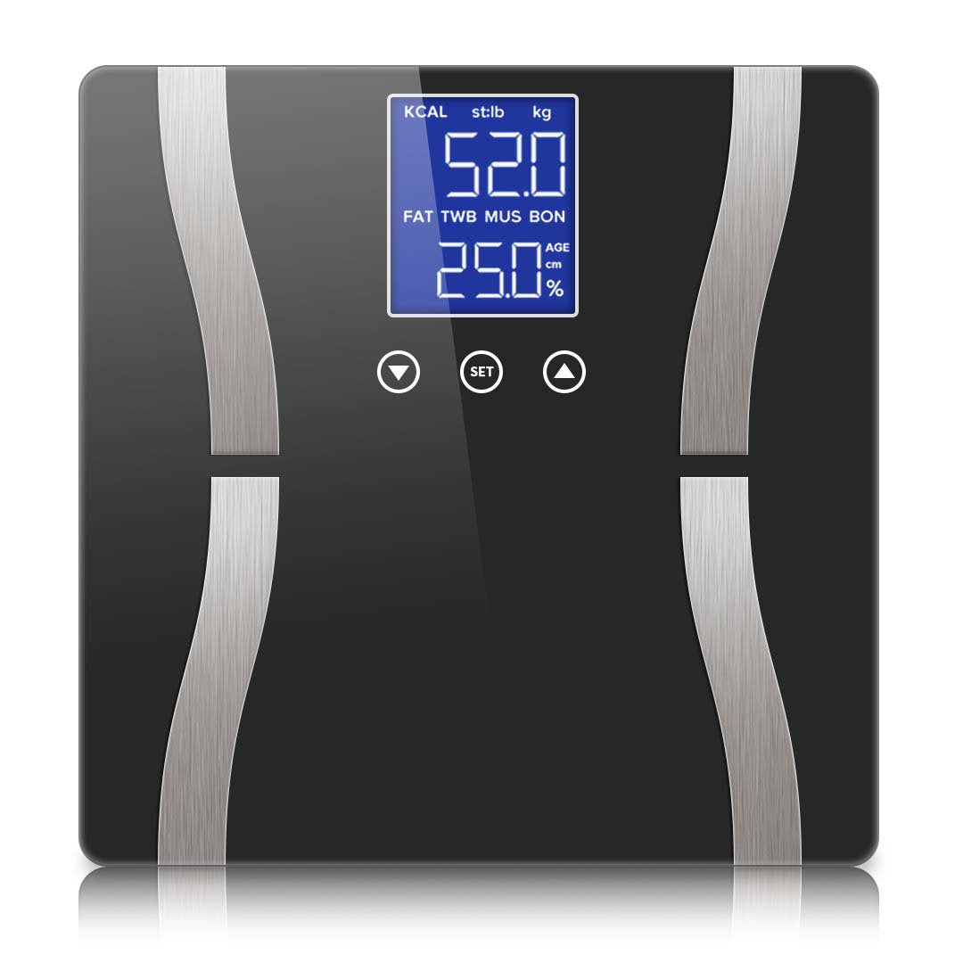bathroom scales Glass LCD Digital Body Fat Scale Bathroom Electronic Gym Water Weighing Scales Black