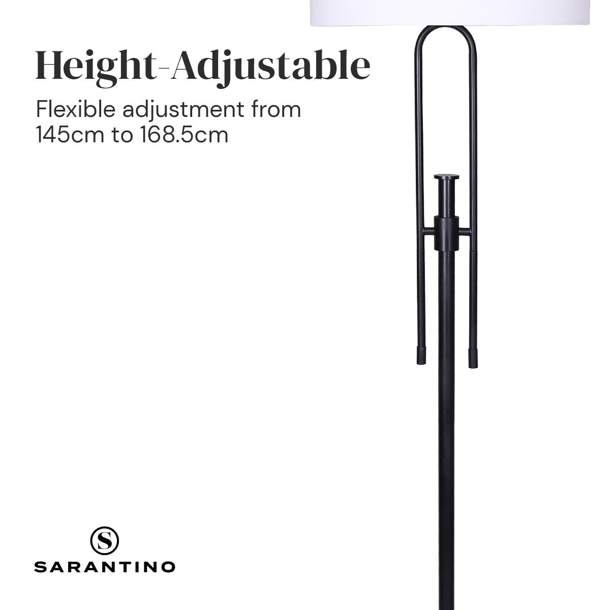 Height-Adjustable Metal Floor Lamp Matte Black