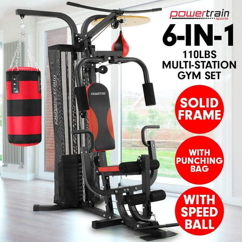 Home Gym Multi Station with Boxing Punching Bag Speed Ball Powertrain