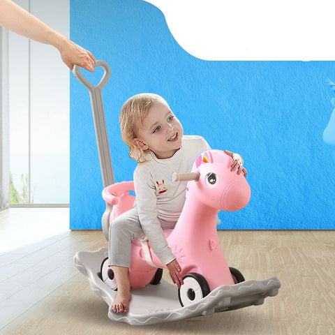 Kids 4-in-1 Rocking Horse Toddler Horses Ride Pink