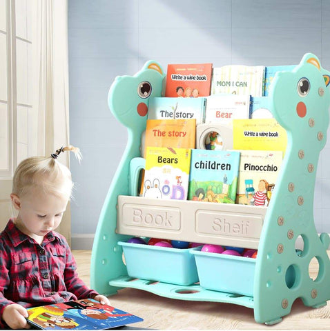 Kids Bookshelf Magazine Rack Organiser Green