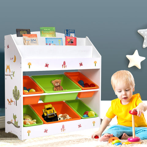 Kids Toy Box Organizers and Storage, Kids Bookshelf and Bookcase for Playroom