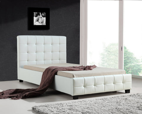 Bedroom King Single PU Leather Deluxe Bed Frame White