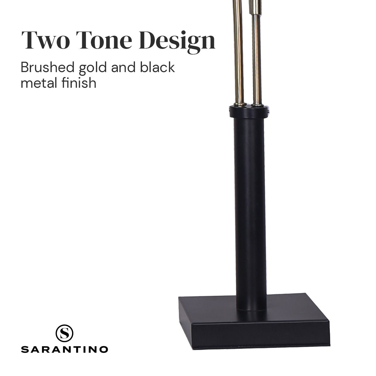 LED Metal Table Lamp with 2 Lights Brushed Gold Black Finish