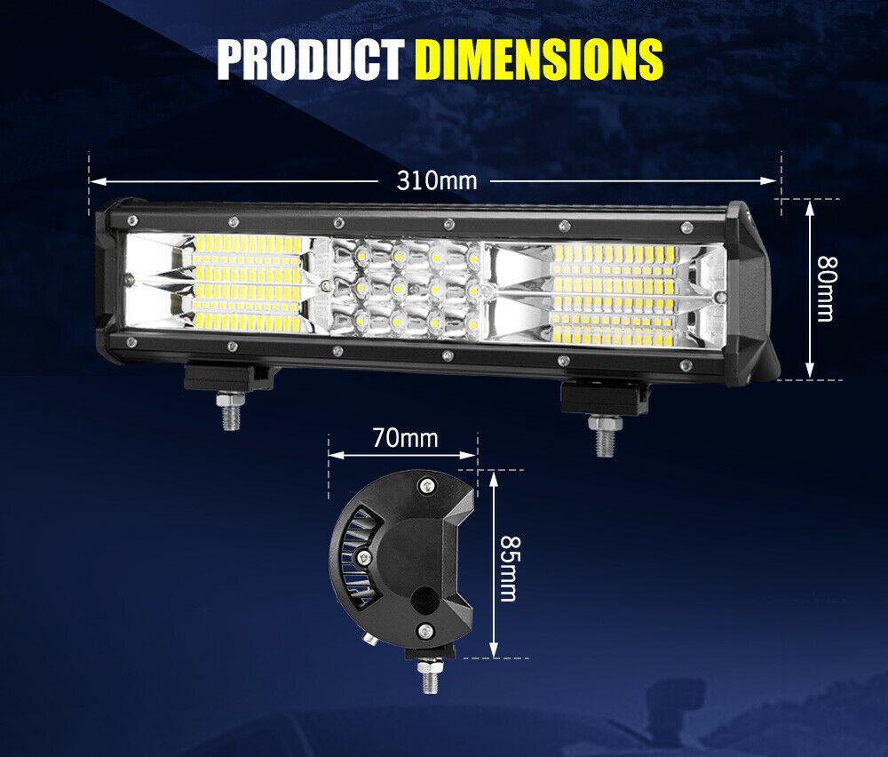 LightFox 12inch LED Light Bar Spot Flood Driving Offroad Lamp for Truck ATV 4x4