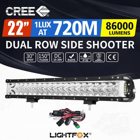 Lightfox 22inch Side Shooter LED Light Bar Spot Flood Driving Offroad 4x4