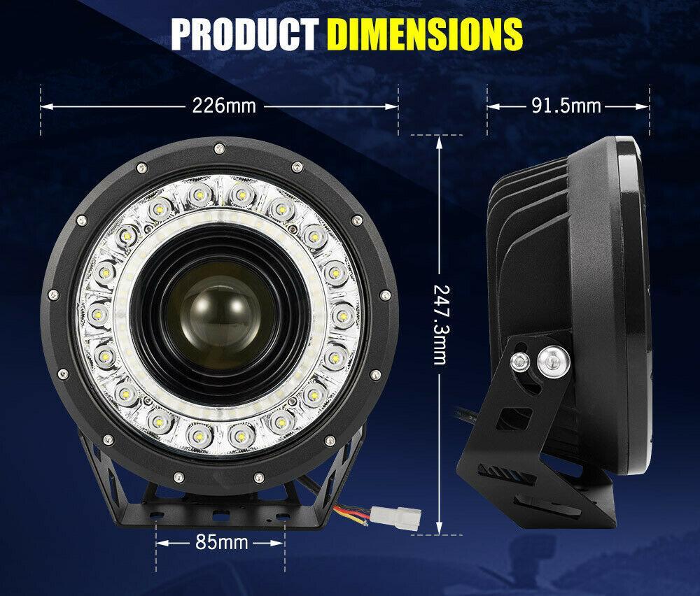 LightFox 9inch LED Driving Lights Round SpotLights DRL 4x4 Offroad Work
