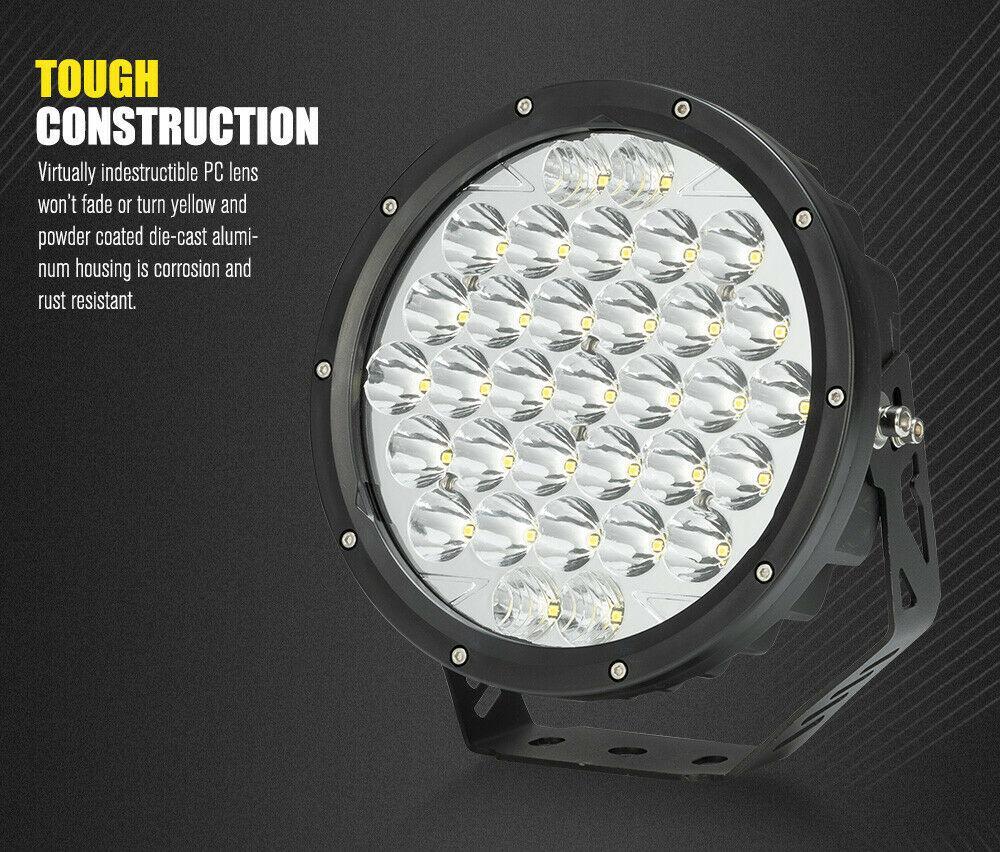 LIGHTFOX 9inch LED Round Spot Lights + 20inch LED Light Bar Kit Offroad