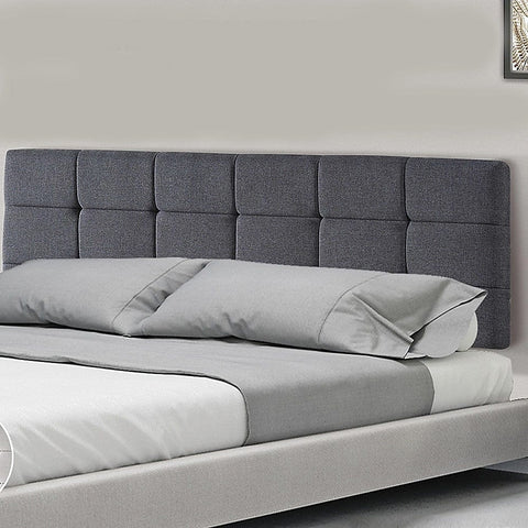 Majestic Linen Fabric King Bed Deluxe Headboard - Grey
