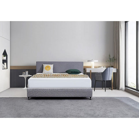 Linen Fabric King Bed Deluxe Headboard Bedhead - Slate Ash