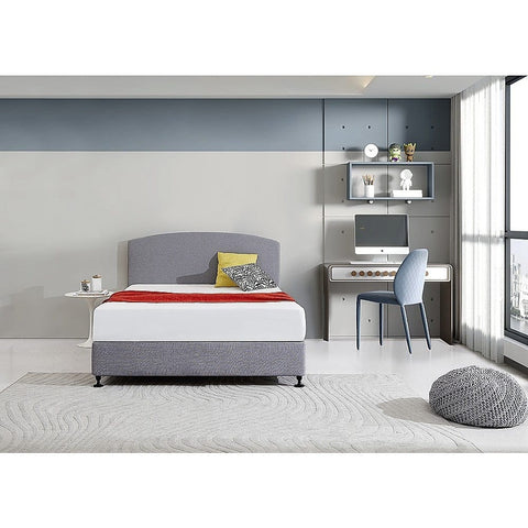 Linen Fabric Queen Bed Curved Headboard Bedhead - Slate Ash