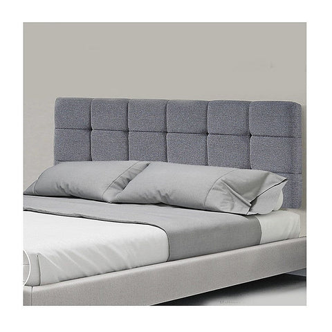 Stylish Linen Fabric Queen Bed Deluxe Headboard - Grey
