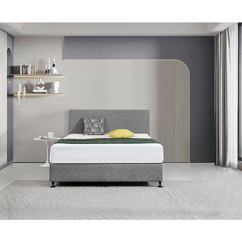 Linen Fabric Queen Bed Deluxe Headboard Bedhead - Night Ash