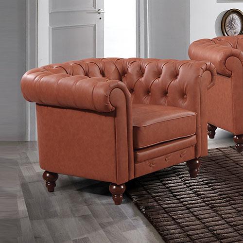 Living Room Luxurious 1 Seater Elegant sofa Brown