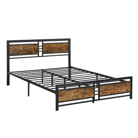 Metal Bed Frame King Size Mattress Base Platform Wooden Headboard Black