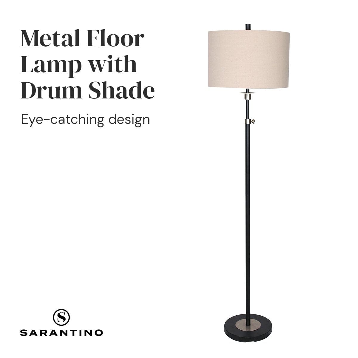Metal Floor Lamp With Cream Drum Shade