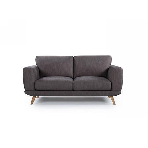 Brown Fabric 2-Seater Sofa With Wooden Frame