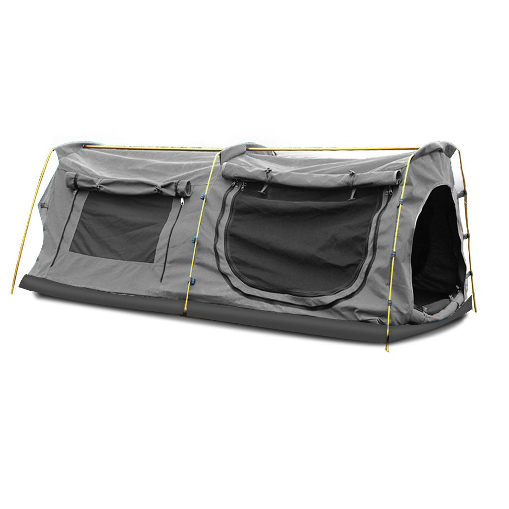 camping / hiking Mountview Double King Swag Camping Swags Canvas Dome Tent Hiking Mattress Grey