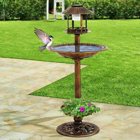 pet products Ornamental Solar Light Garden Bird Bath Feeder