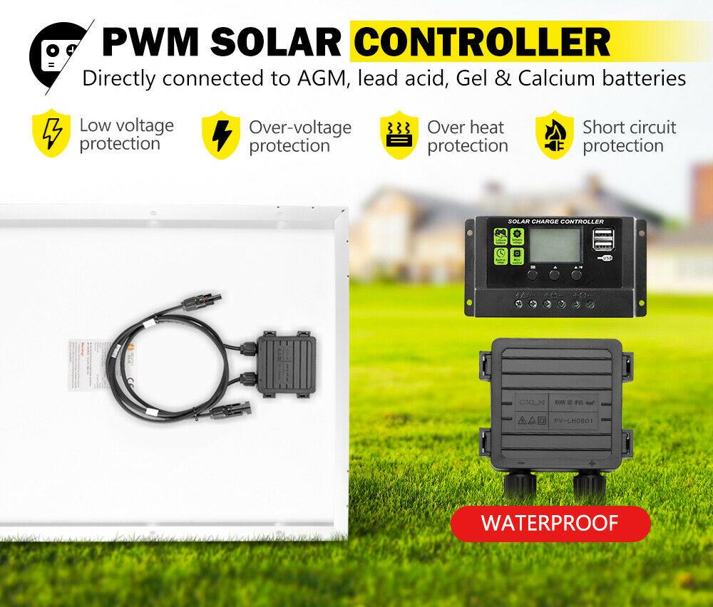 Pair 12V 130W Solar Panel Kit Mono Generator Caravan Battery Charging 130watt