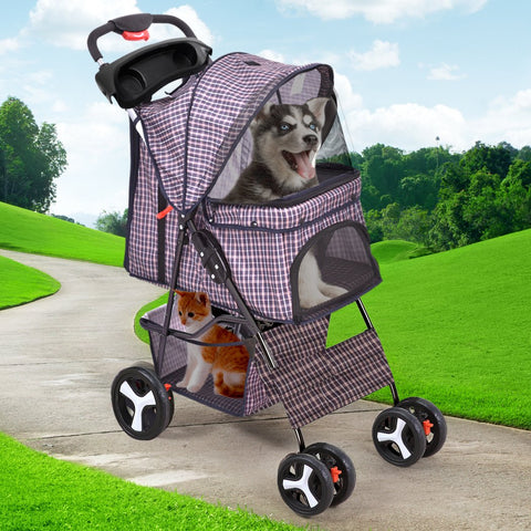 pet products Pet Stroller 4 Wheels Puppy Travel Walk Carrier Pram