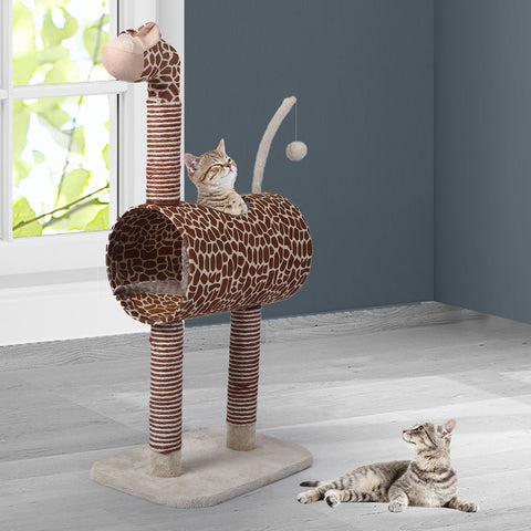 Cat Tree Play Pet Activity Kitty Bed-Beige