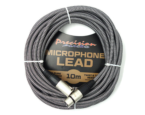 Precision Audio 5 Pack Xlr To Xlr Braided Studio Microphone Lead Low Noise Silver 10M