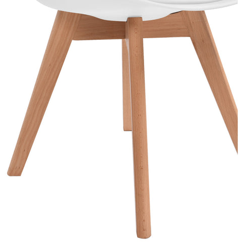 Set Of 4 White Leather Chairs With Cushion